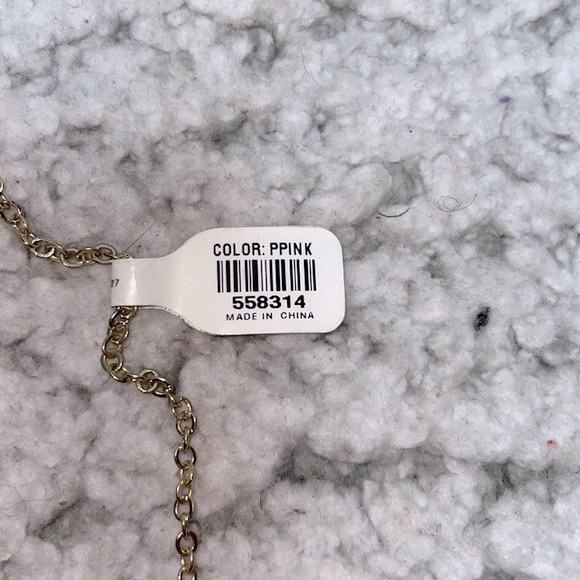 NWT Teardrop Semi-precious Pink Stone Tassel Necklace - Picture 5 of 6